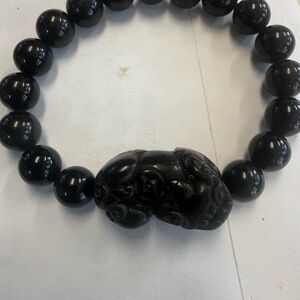 Black Beaded Pixiu Bracelet